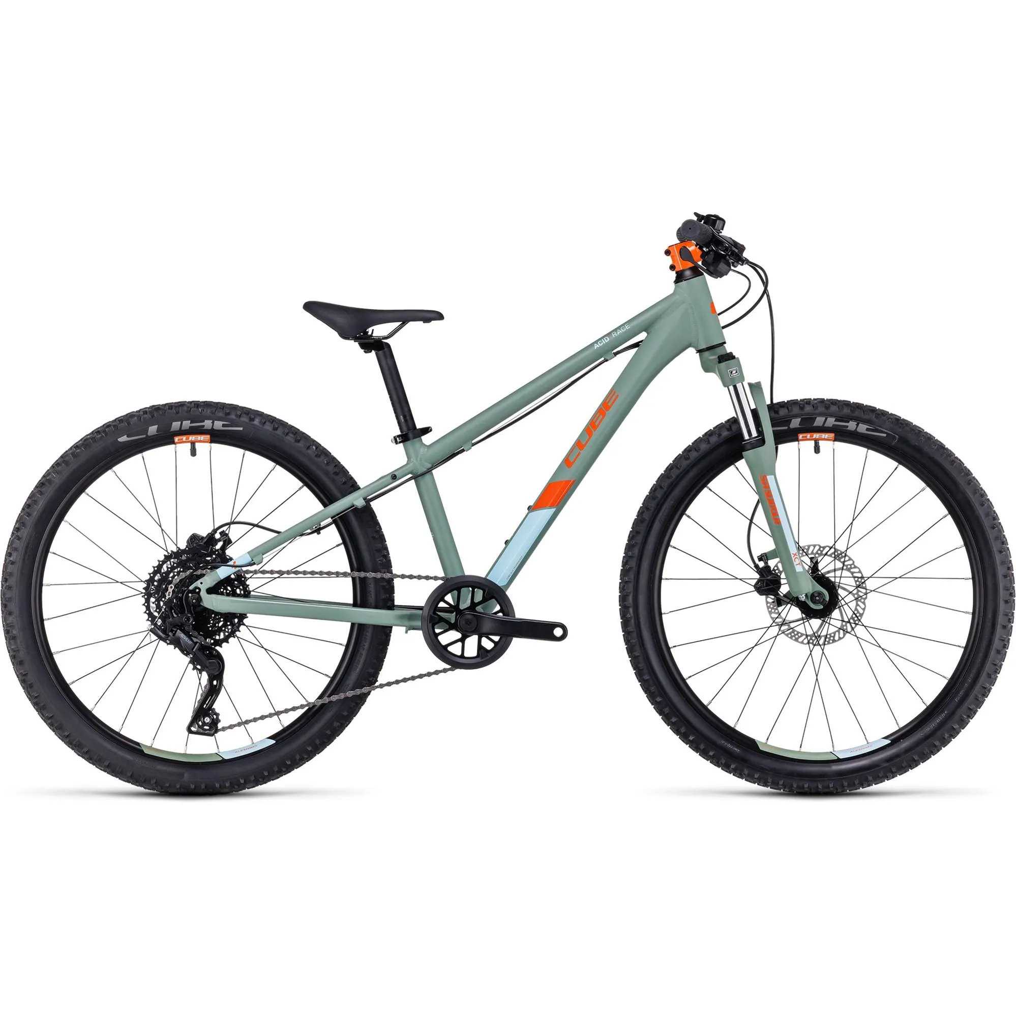 Cube Acid 240 Disc Youth Bike in Green/Orange 2023 24 inch