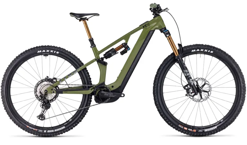 Cube Stereo Hybrid ONE55 C:68X TM 750 E-MTB in Olive and Chrome