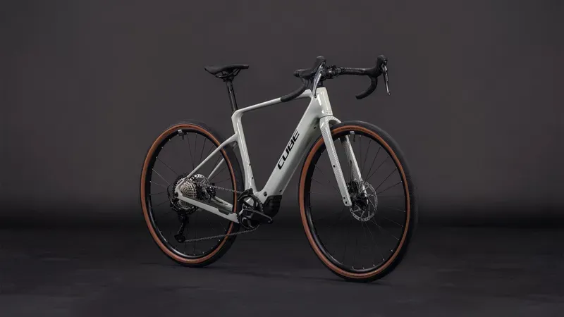 Cube Nuroad Hybrid C:62 Race 400x E-Gravel Bike in Reed Beige/Black-1