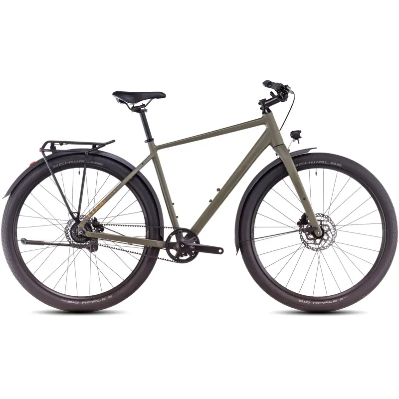 Cube Hyde Pro FE Hybrid Bike in Dusty Olive and Gold 2025