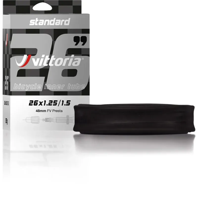 Vittoria Standard 26x1.5/2.0 48mm Presta Valve Inner Tube in Black
